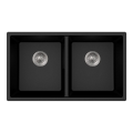 Fregadero de cocina de granito negro HGY010, fregadero de doble cubeta 