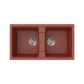 Fregadero doble de cocina de granito rojo coral HGY005 