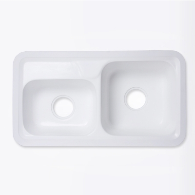 lavabo de superficie sólida blanca