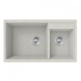 fregadero de cocina blanco bajo encimera