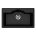 Fregadero de cocina de granito compuesto negro bajo encimera 